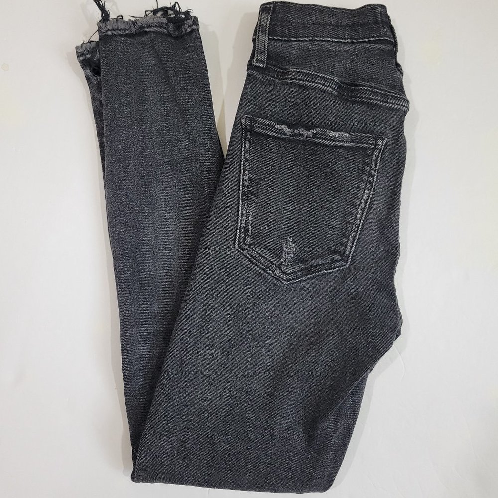 AgoldE Sophie High Rise Skinny Crop Destroyed Hem in Temple Gray Black - Picture 7 of 12